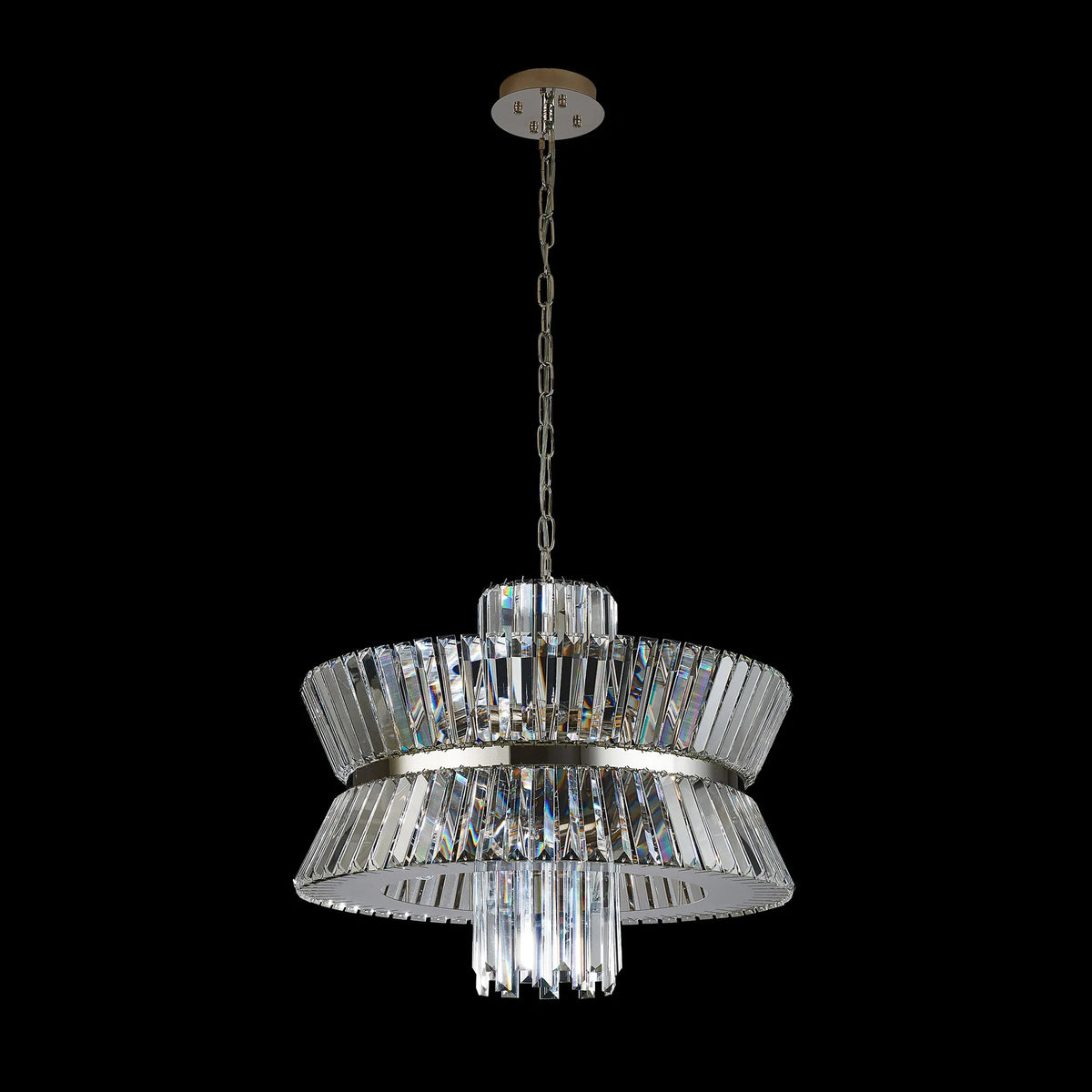 Vienna 12 Light Pendant in Polished Nickel & Clear Crystal Glass
