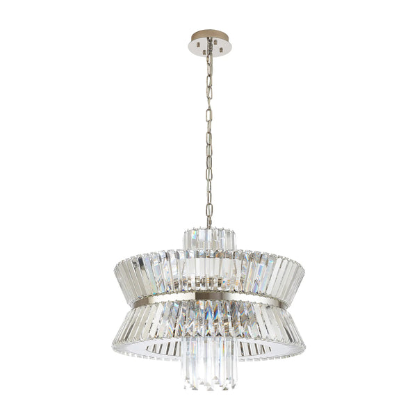 Vienna 12 Light Pendant in Polished Nickel & Clear Crystal Glass