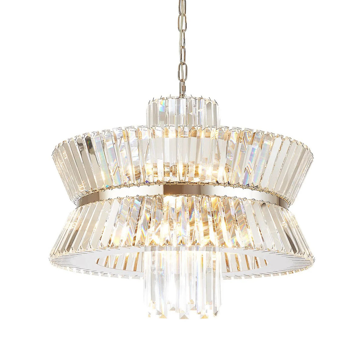 Vienna 12 Light Pendant in Polished Nickel & Clear Crystal Glass