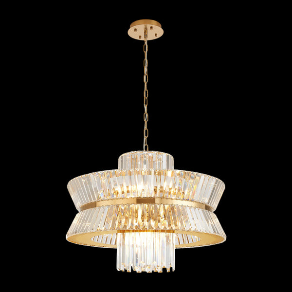 Vienna 18 Light Pendant in Brass & Clear Crystal Glass