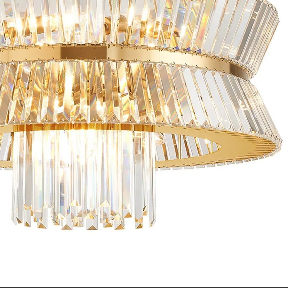 Vienna 18 Light Pendant in Brass & Clear Crystal Glass
