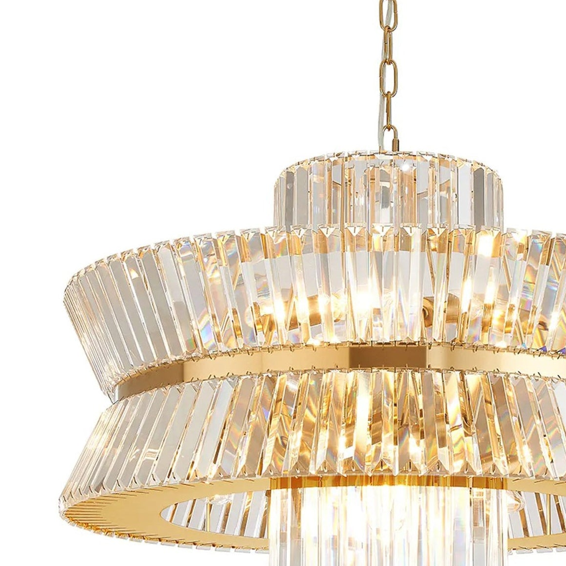 Vienna 18 Light Pendant in Brass & Clear Crystal Glass