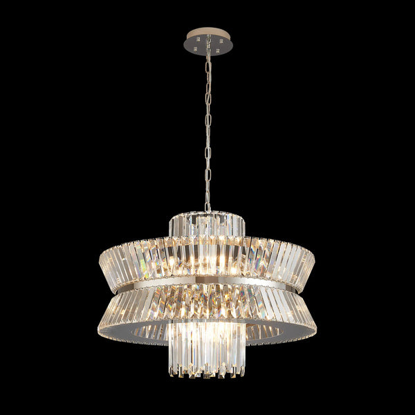 Vienna 18 Light Pendant in Polished Nickel & Clear Crystal Glass