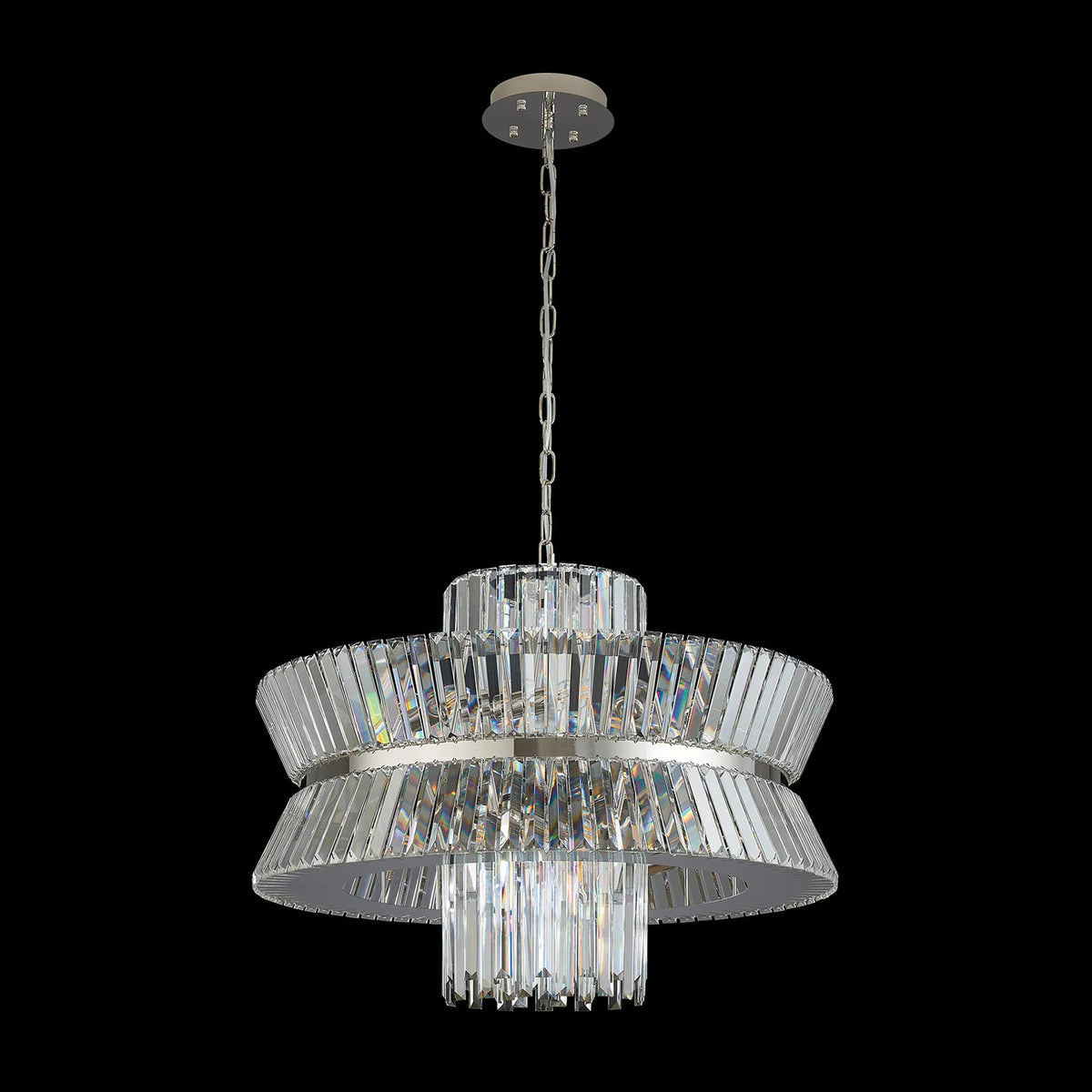 Vienna 18 Light Pendant in Polished Nickel & Clear Crystal Glass