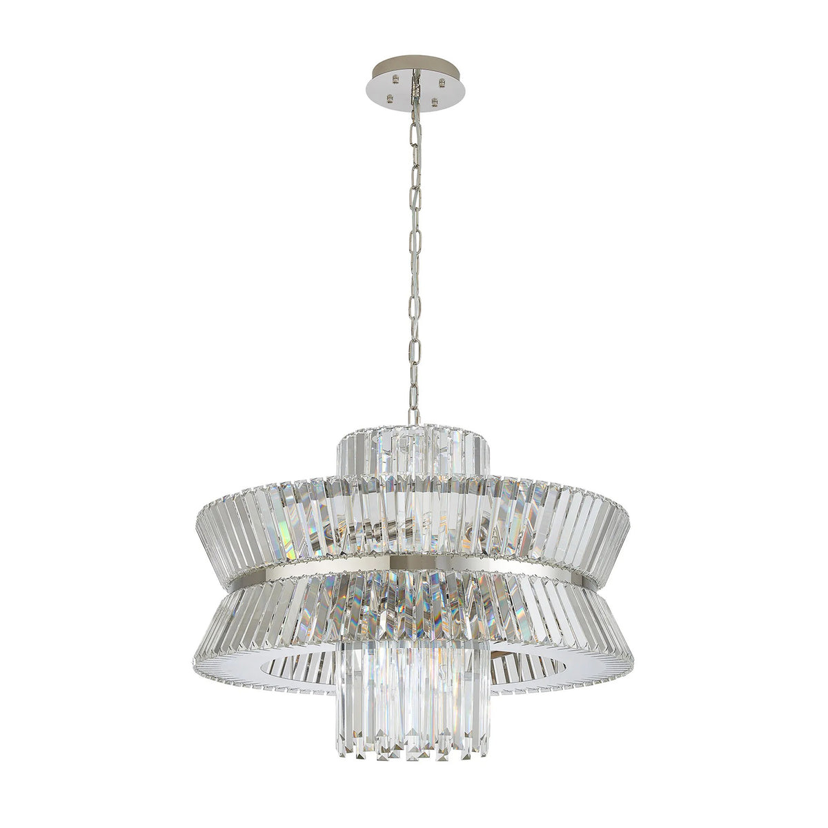 Vienna 18 Light Pendant in Polished Nickel & Clear Crystal Glass