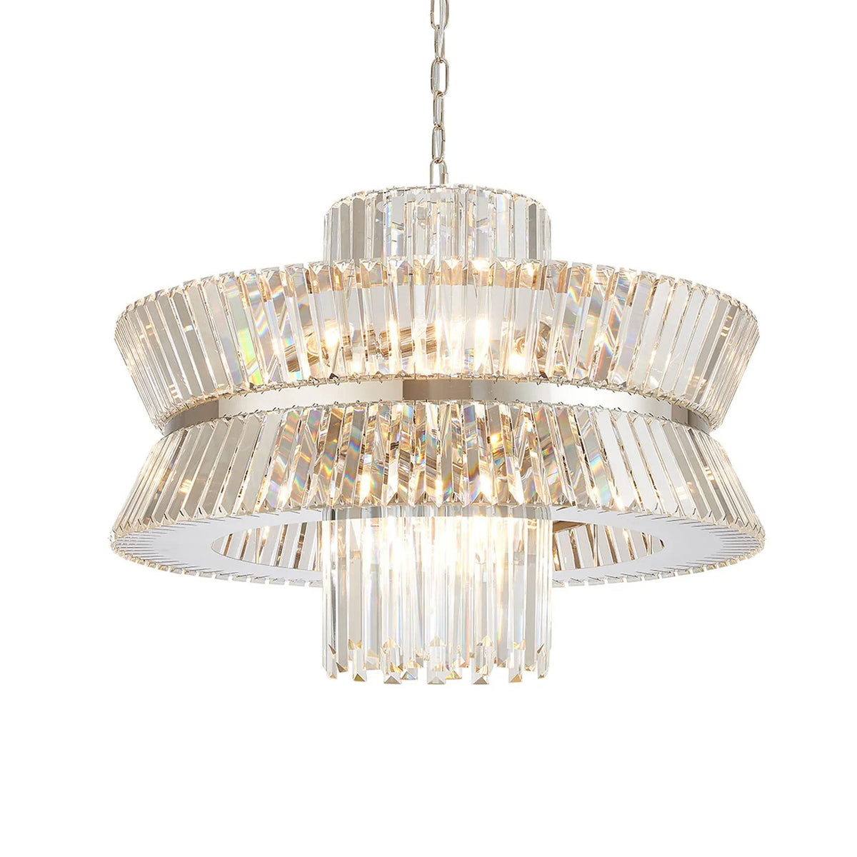 Vienna 18 Light Pendant in Polished Nickel & Clear Crystal Glass