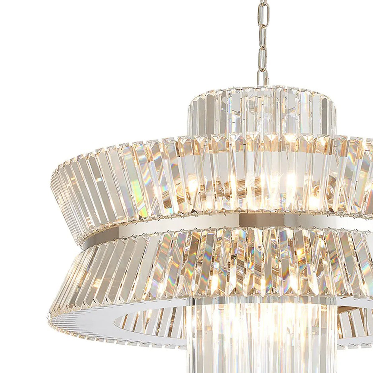 Vienna 18 Light Pendant in Polished Nickel & Clear Crystal Glass