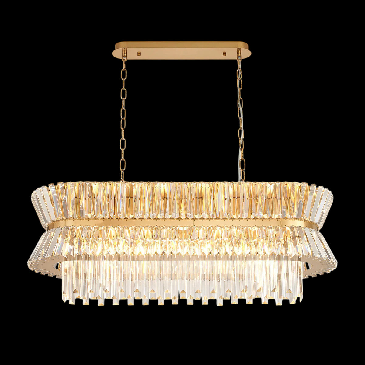 Vienna 13 Light Linear Pendant in Brass & Clear Crystal Glass