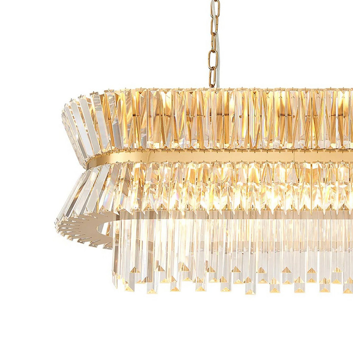 Vienna 13 Light Linear Pendant in Brass & Clear Crystal Glass