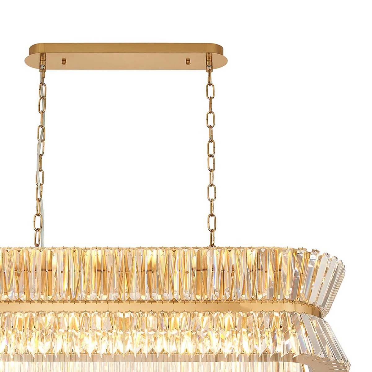 Vienna 13 Light Linear Pendant in Brass & Clear Crystal Glass