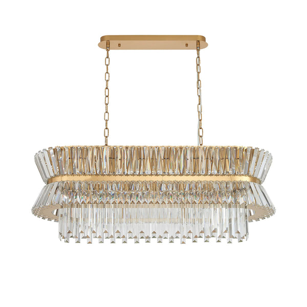 Vienna 13 Light Linear Pendant in Brass & Clear Crystal Glass