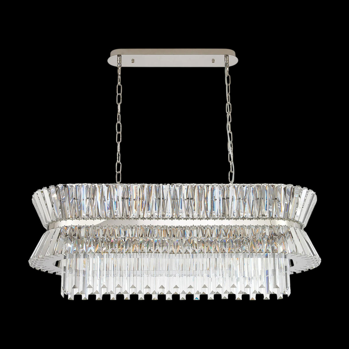Vienna 13 Light Linear Pendant in Polished Nickel & Clear Crystal Glass