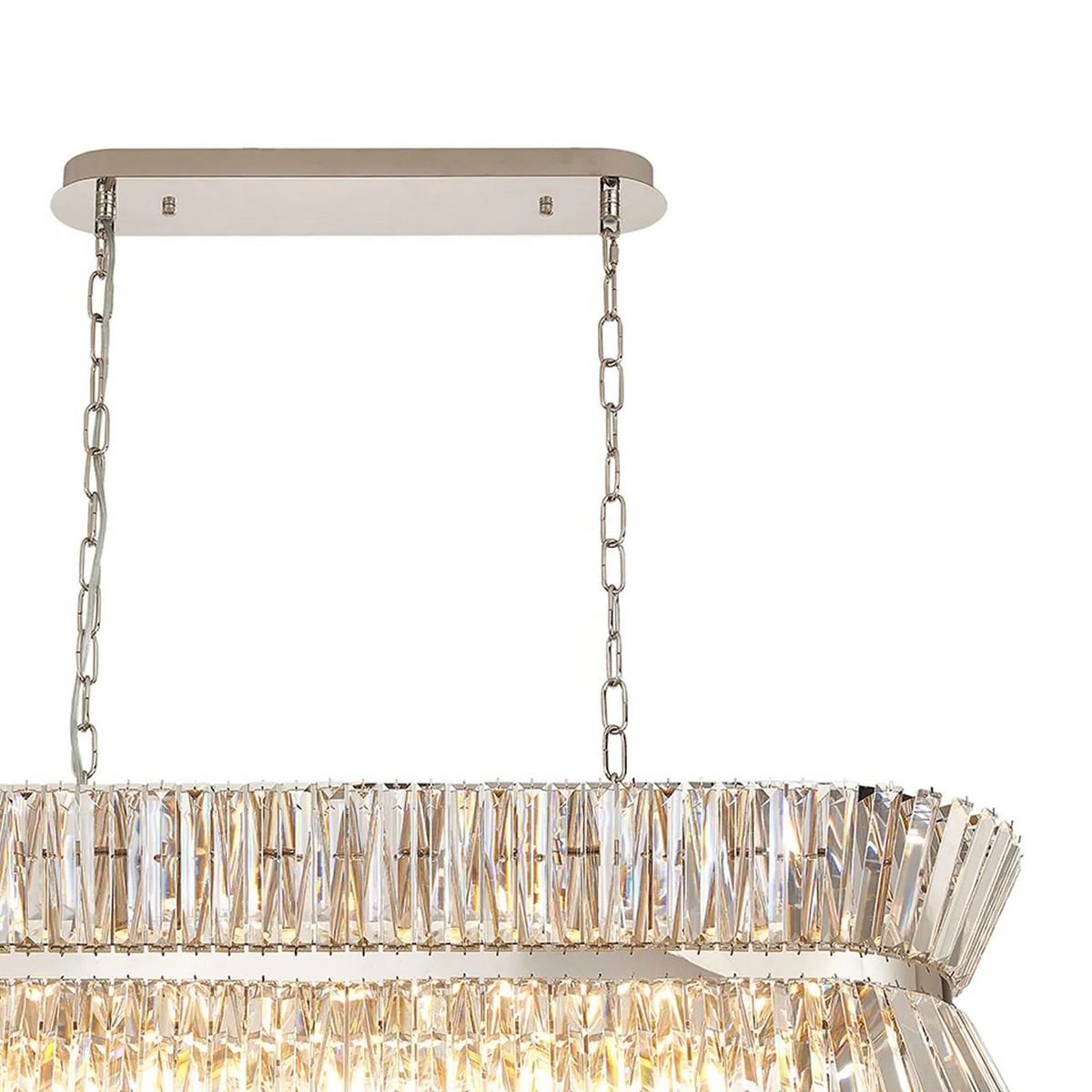 Vienna 13 Light Linear Pendant in Polished Nickel & Clear Crystal Glass