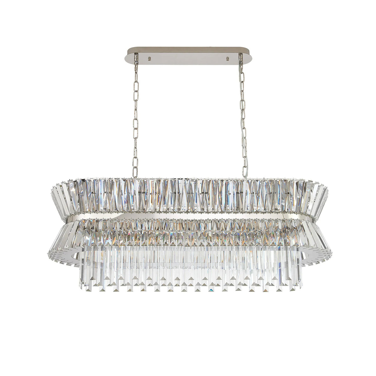 Vienna 13 Light Linear Pendant in Polished Nickel & Clear Crystal Glass