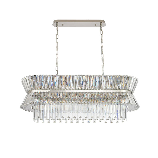 Vienna 13 Light Linear Pendant in Polished Nickel & Clear Crystal Glass