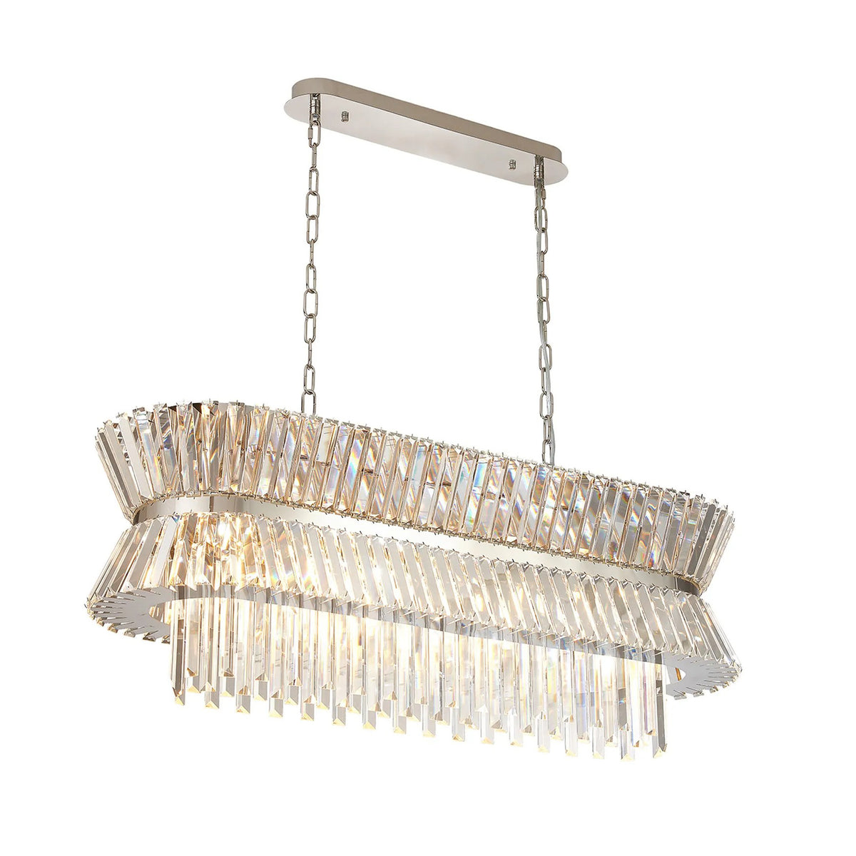 Vienna 13 Light Linear Pendant in Polished Nickel & Clear Crystal Glass
