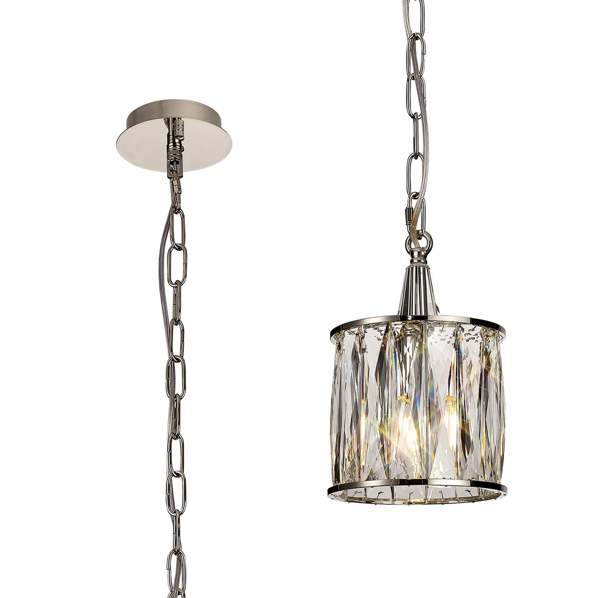 Vivienne 1 Light Pendant in Polished Nickel & Clear Crystal