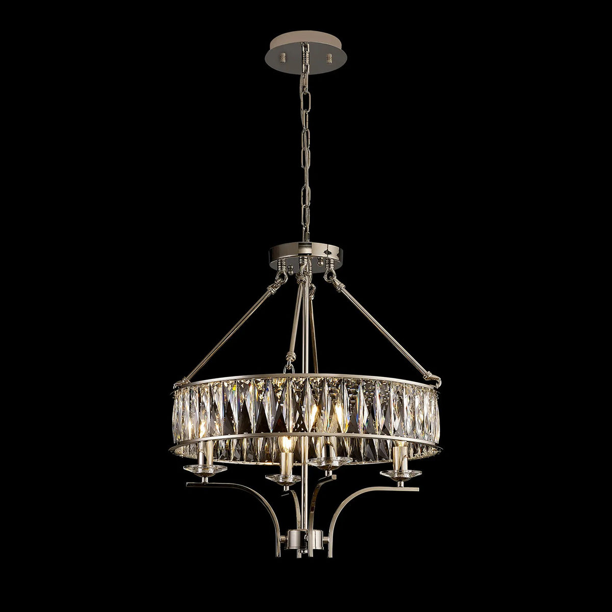 Vivienne 4 Light Chandelier or Semi Flush in Polished Nickel & Clear Crystal