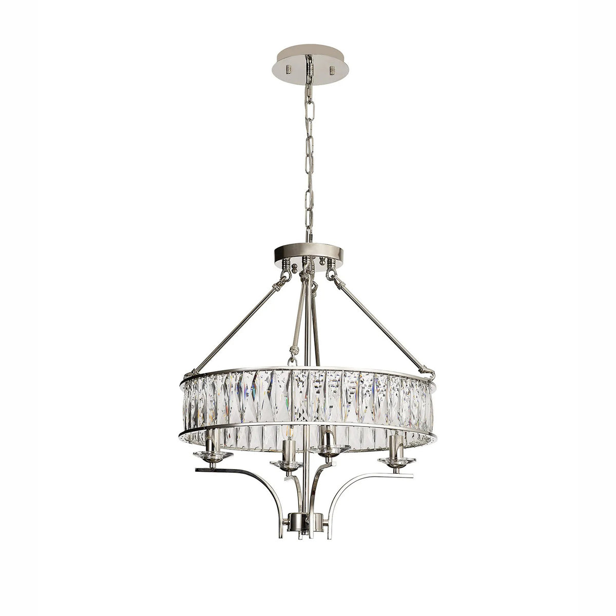 Vivienne 4 Light Chandelier or Semi Flush in Polished Nickel & Clear Crystal