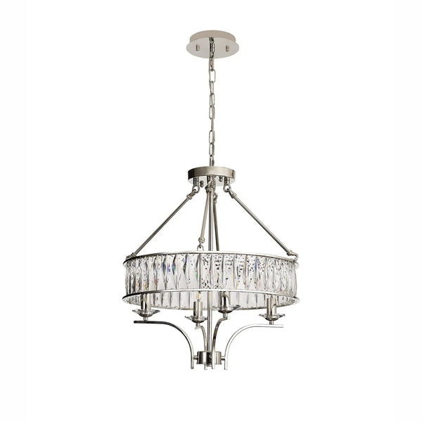 Vivienne 4 Light Chandelier or Semi Flush in Polished Nickel & Clear Crystal