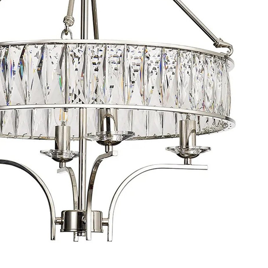 Vivienne 4 Light Chandelier or Semi Flush in Polished Nickel & Clear Crystal