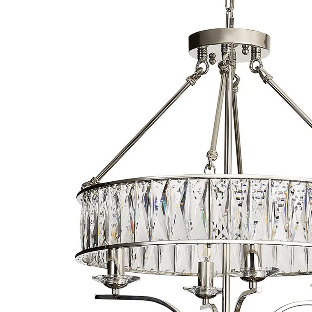 Vivienne 4 Light Chandelier or Semi Flush in Polished Nickel & Clear Crystal