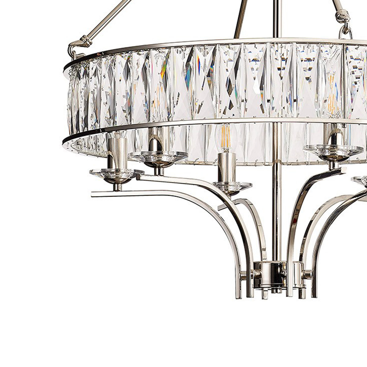 Vivienne 6 Light Chandelier or Semi Flush in Polished Nickel & Clear Crystal