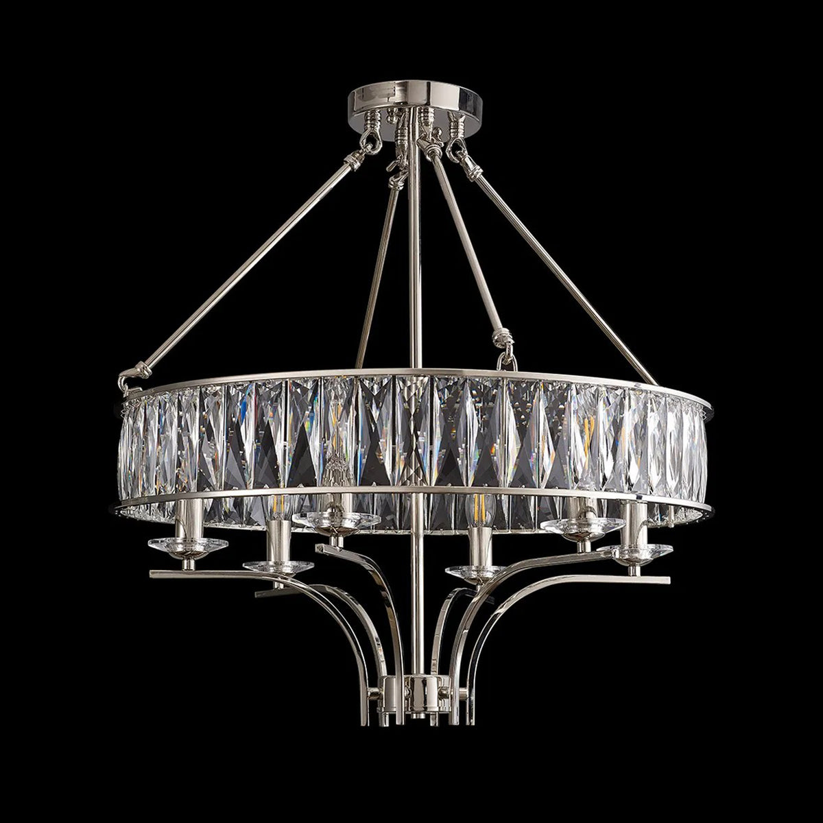 Vivienne 6 Light Chandelier or Semi Flush in Polished Nickel & Clear Crystal