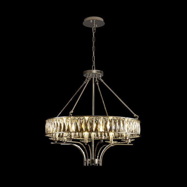 Vivienne 8 Light Chandelier or Semi Flush in Polished Nickel & Clear Crystal