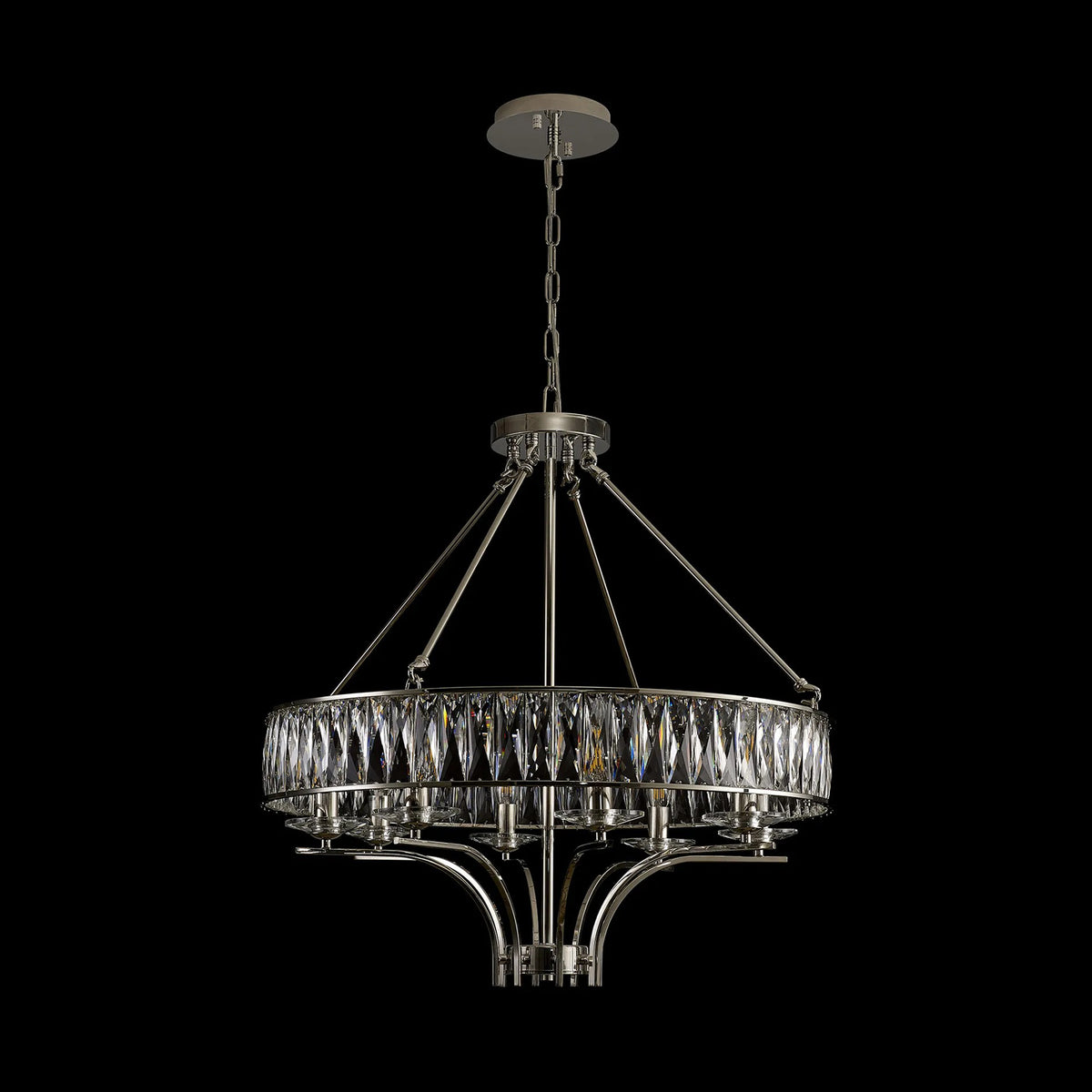 Vivienne 8 Light Chandelier or Semi Flush in Polished Nickel & Clear Crystal