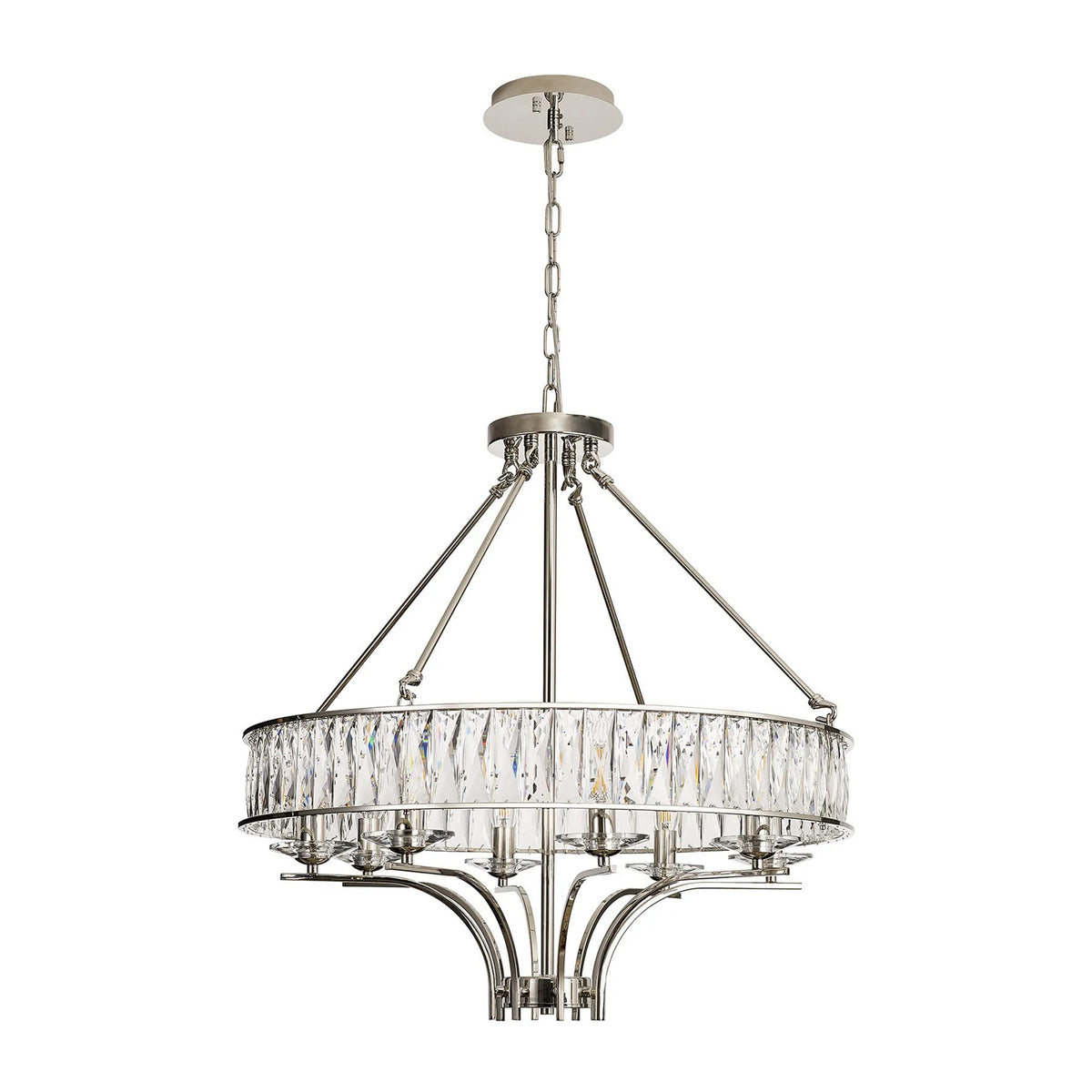 Vivienne 8 Light Chandelier or Semi Flush in Polished Nickel & Clear Crystal