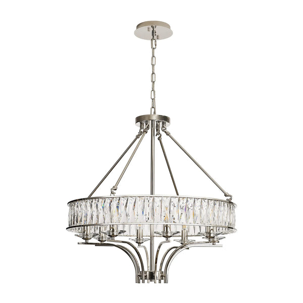 Vivienne 8 Light Chandelier or Semi Flush in Polished Nickel & Clear Crystal