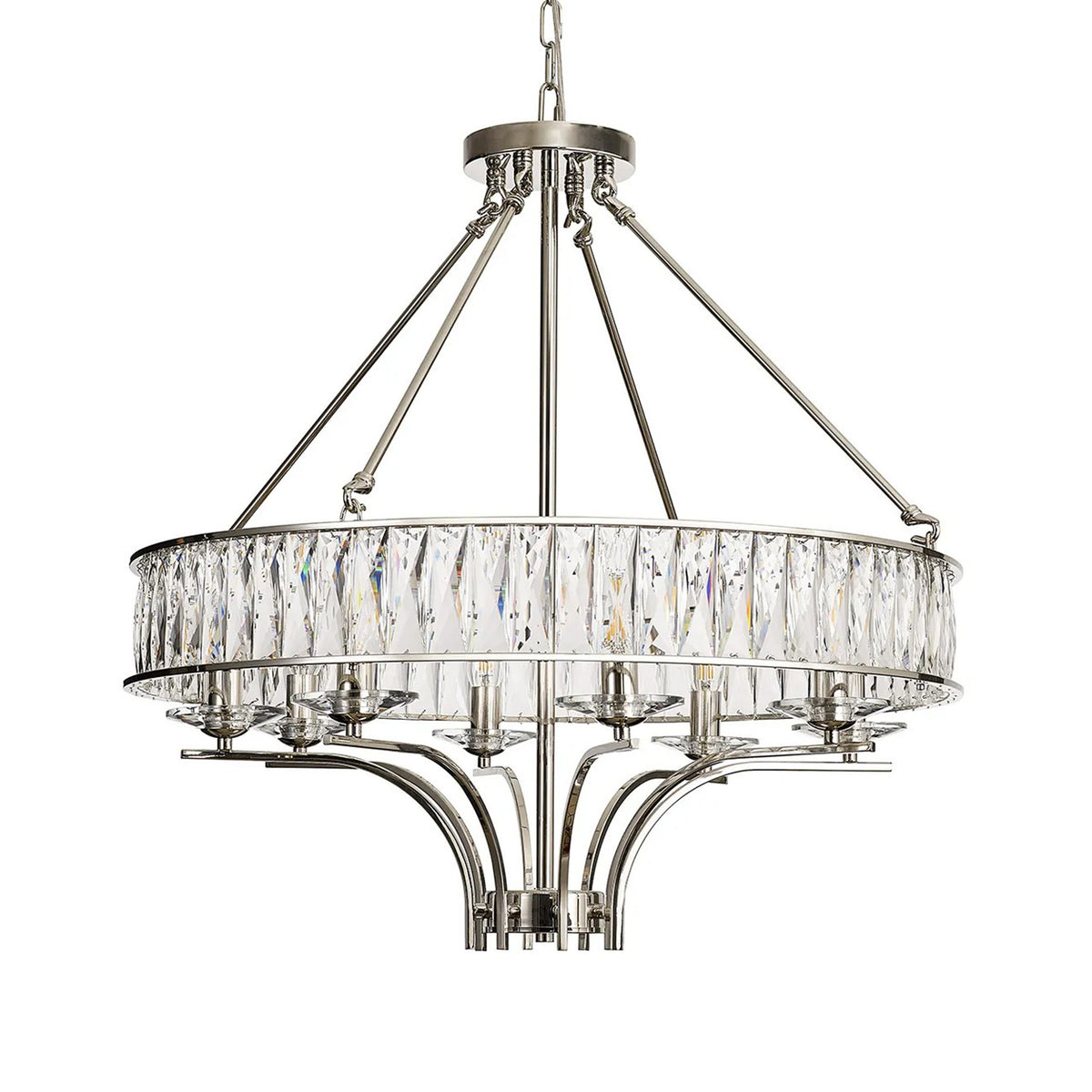 Vivienne 8 Light Chandelier or Semi Flush in Polished Nickel & Clear Crystal