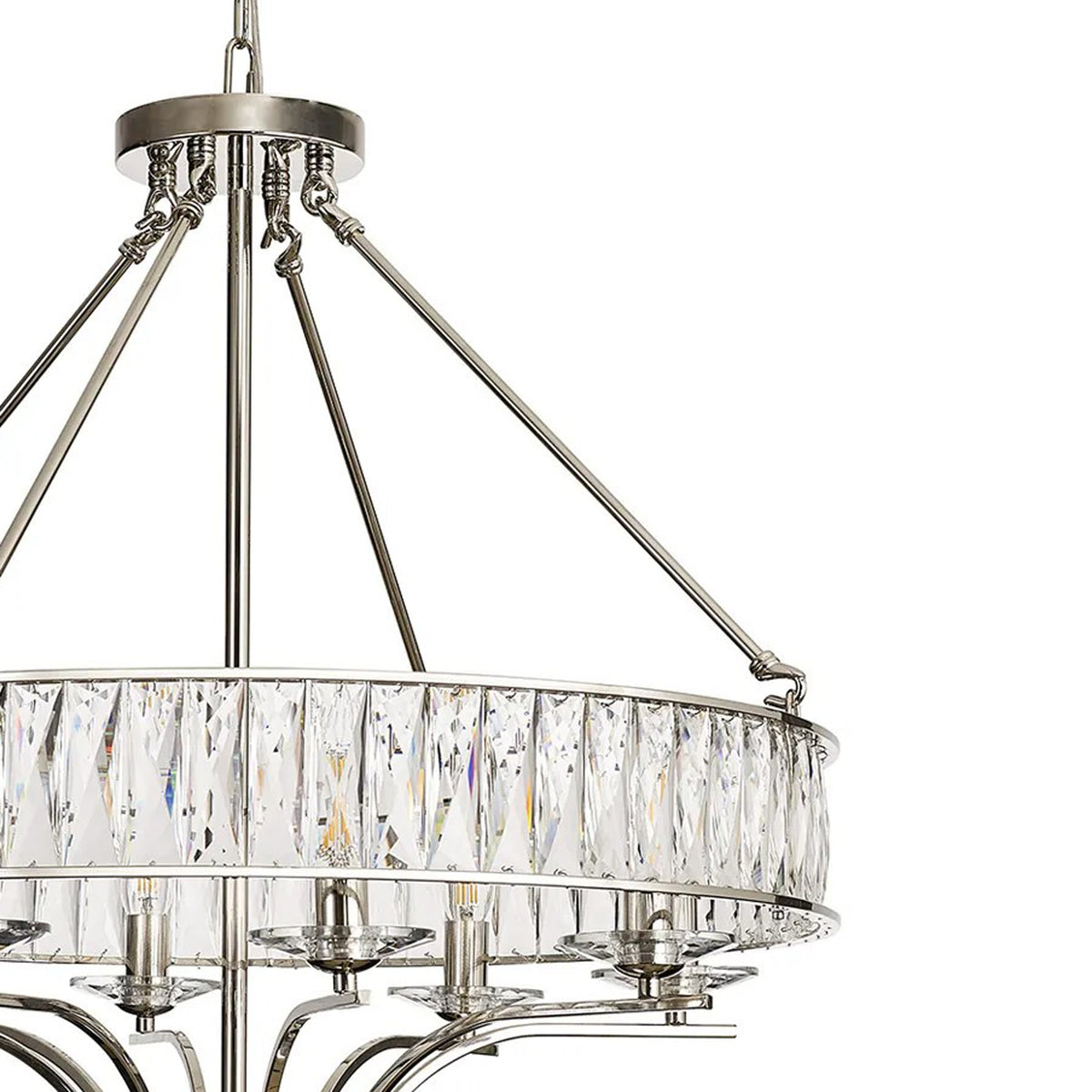 Vivienne 8 Light Chandelier or Semi Flush in Polished Nickel & Clear Crystal