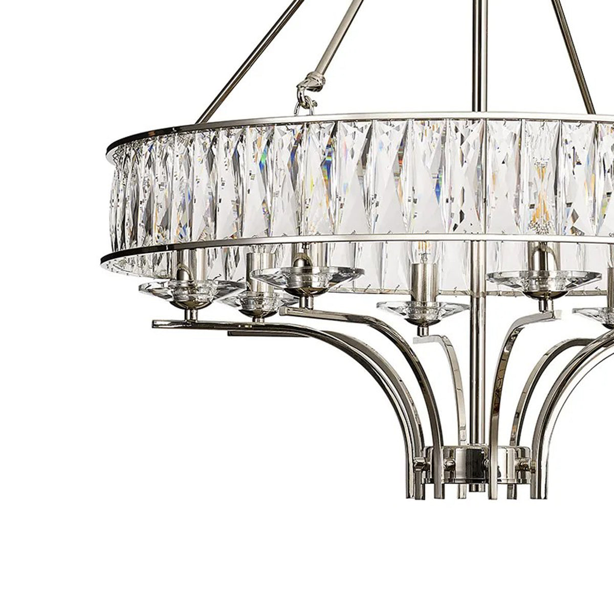 Vivienne 8 Light Chandelier or Semi Flush in Polished Nickel & Clear Crystal