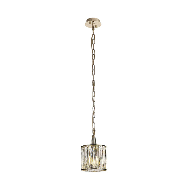 Vivienne 1 Light Pendant in French Gold & Clear Crystal