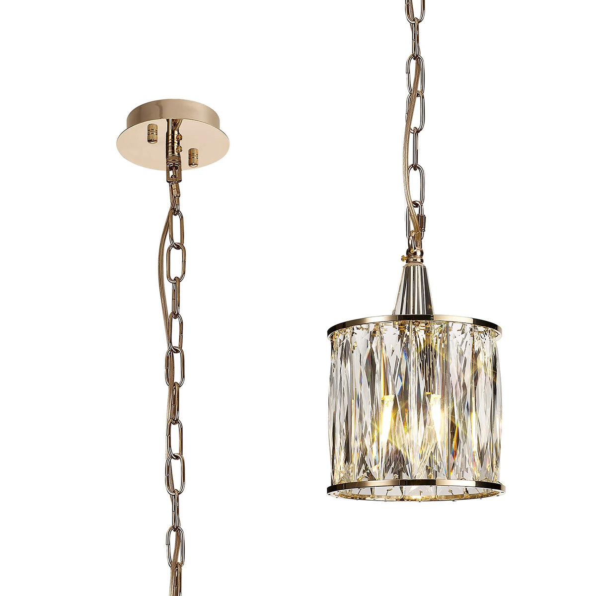 Vivienne 1 Light Pendant in French Gold & Clear Crystal
