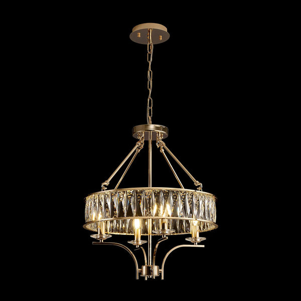 Vivienne 4 Light Chandelier or Semi Flush in French Gold & Clear Crystal