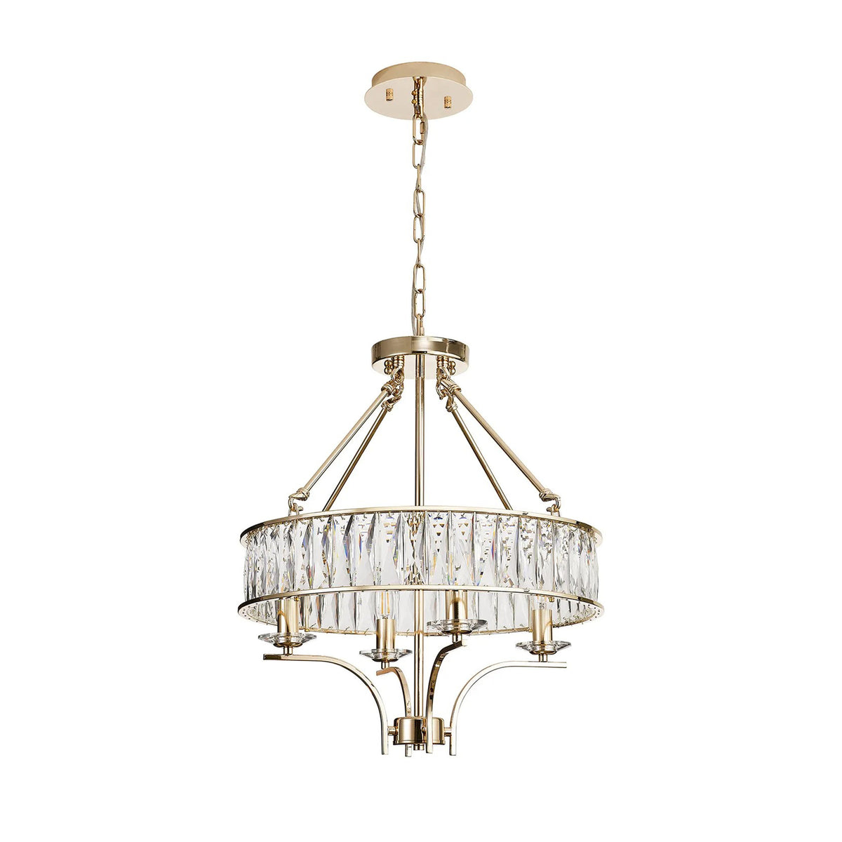 Vivienne 4 Light Chandelier or Semi Flush in French Gold & Clear Crystal