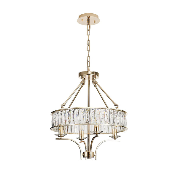 Vivienne 4 Light Chandelier or Semi Flush in French Gold & Clear Crystal
