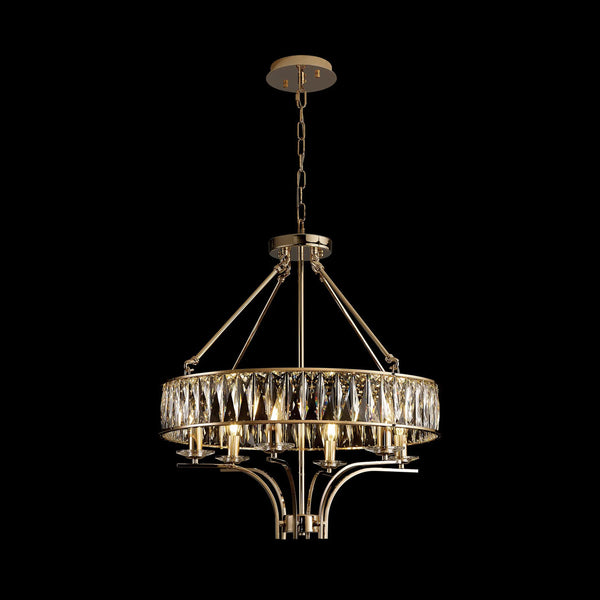 Vivienne 6 Light Chandelier or Semi Flush in French Gold & Clear Crystal