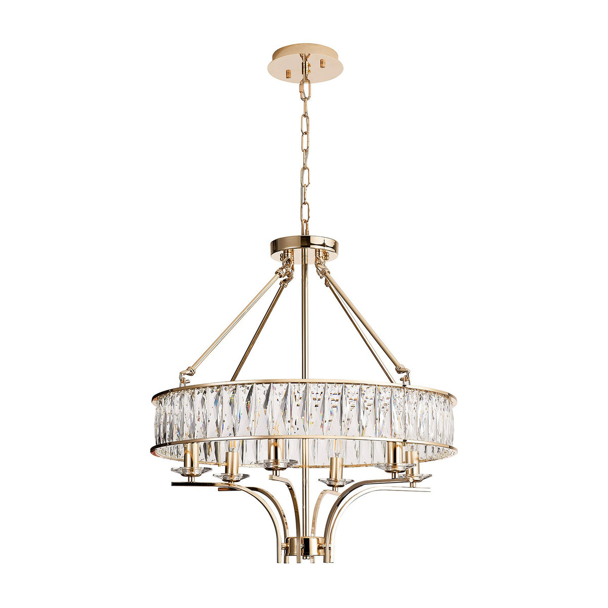 Vivienne 6 Light Chandelier or Semi Flush in French Gold & Clear Crystal