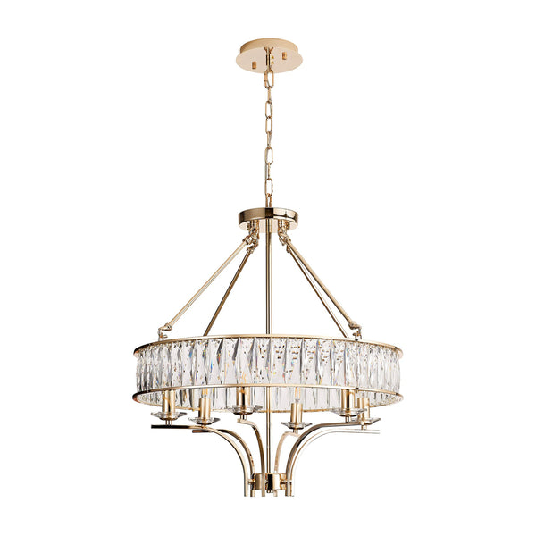 Vivienne 6 Light Chandelier or Semi Flush in French Gold & Clear Crystal