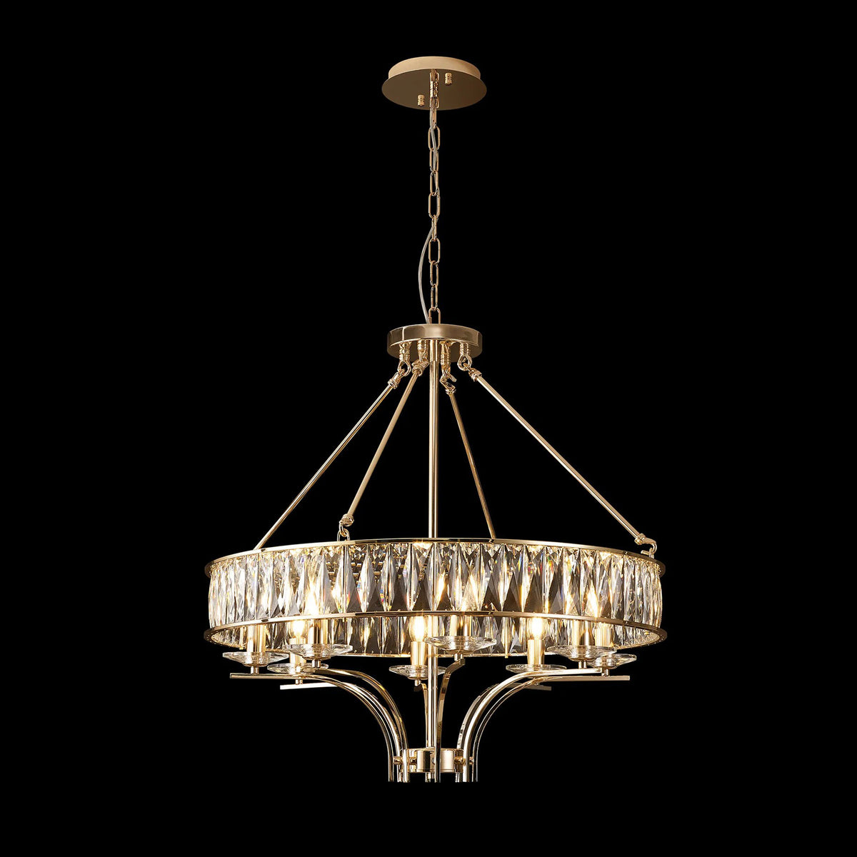 Vivienne 8 Light Chandelier or Semi Flush in French Gold & Clear Crystal