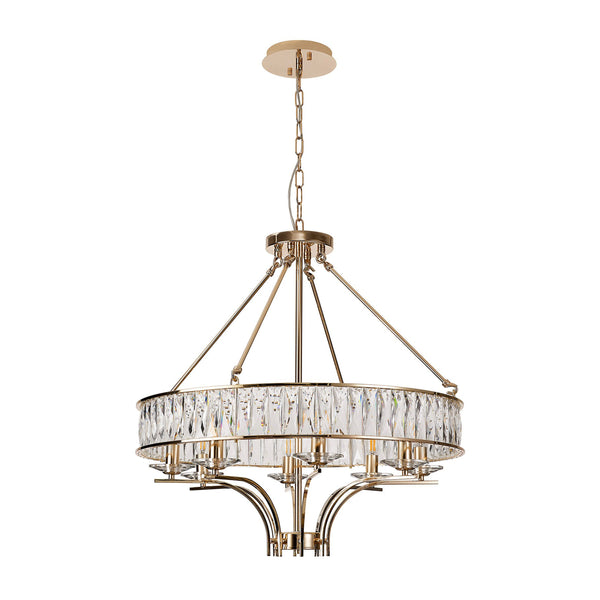 Vivienne 8 Light Chandelier or Semi Flush in French Gold & Clear Crystal