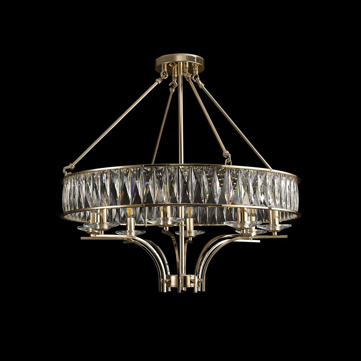 Vivienne 8 Light Chandelier or Semi Flush in French Gold & Clear Crystal