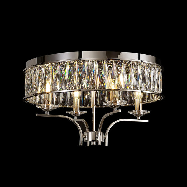Vivienne 4 Light Semi Flush Ceiling Light in Polished Nickel & Clear Crystal