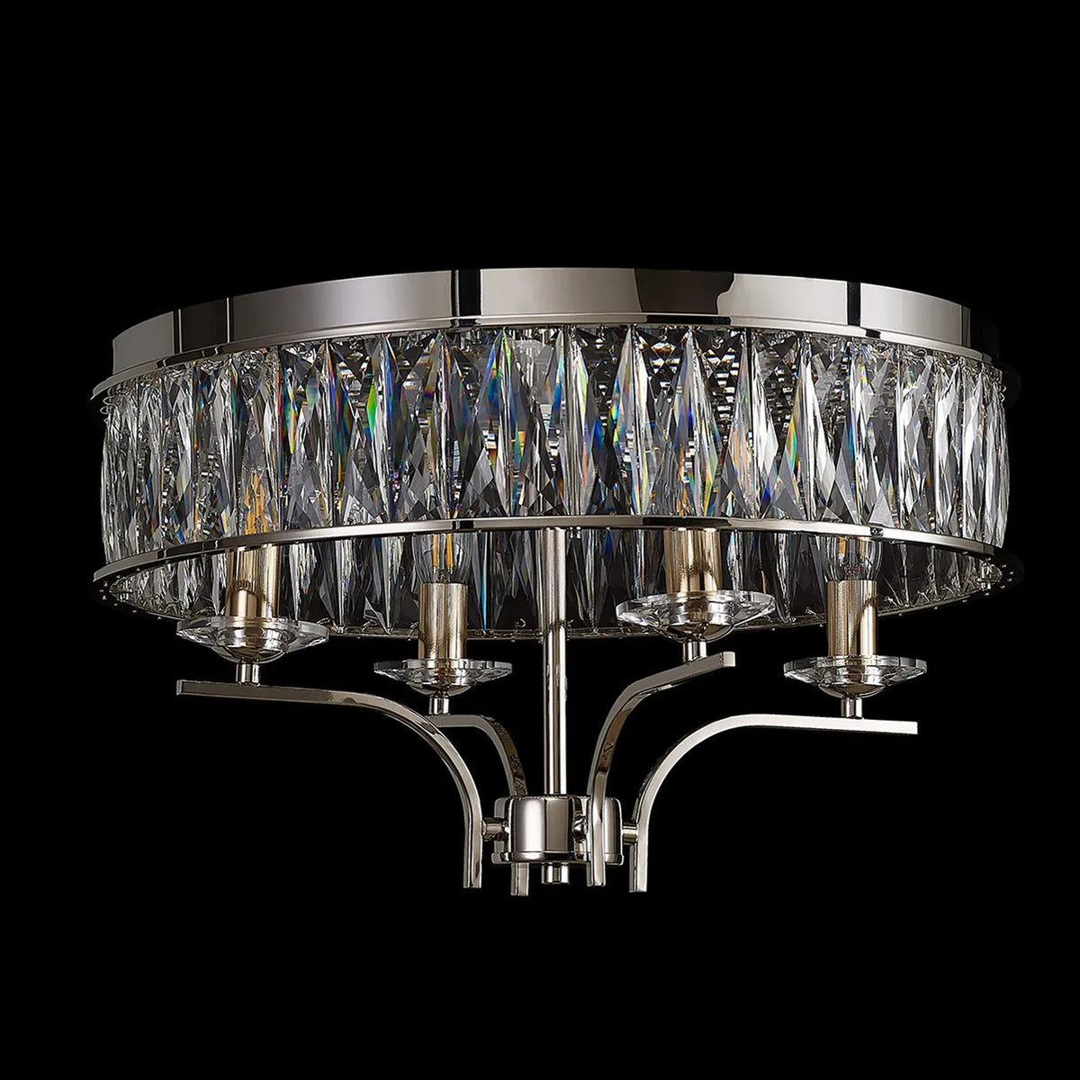 Vivienne 4 Light Semi Flush Ceiling Light in Polished Nickel & Clear Crystal