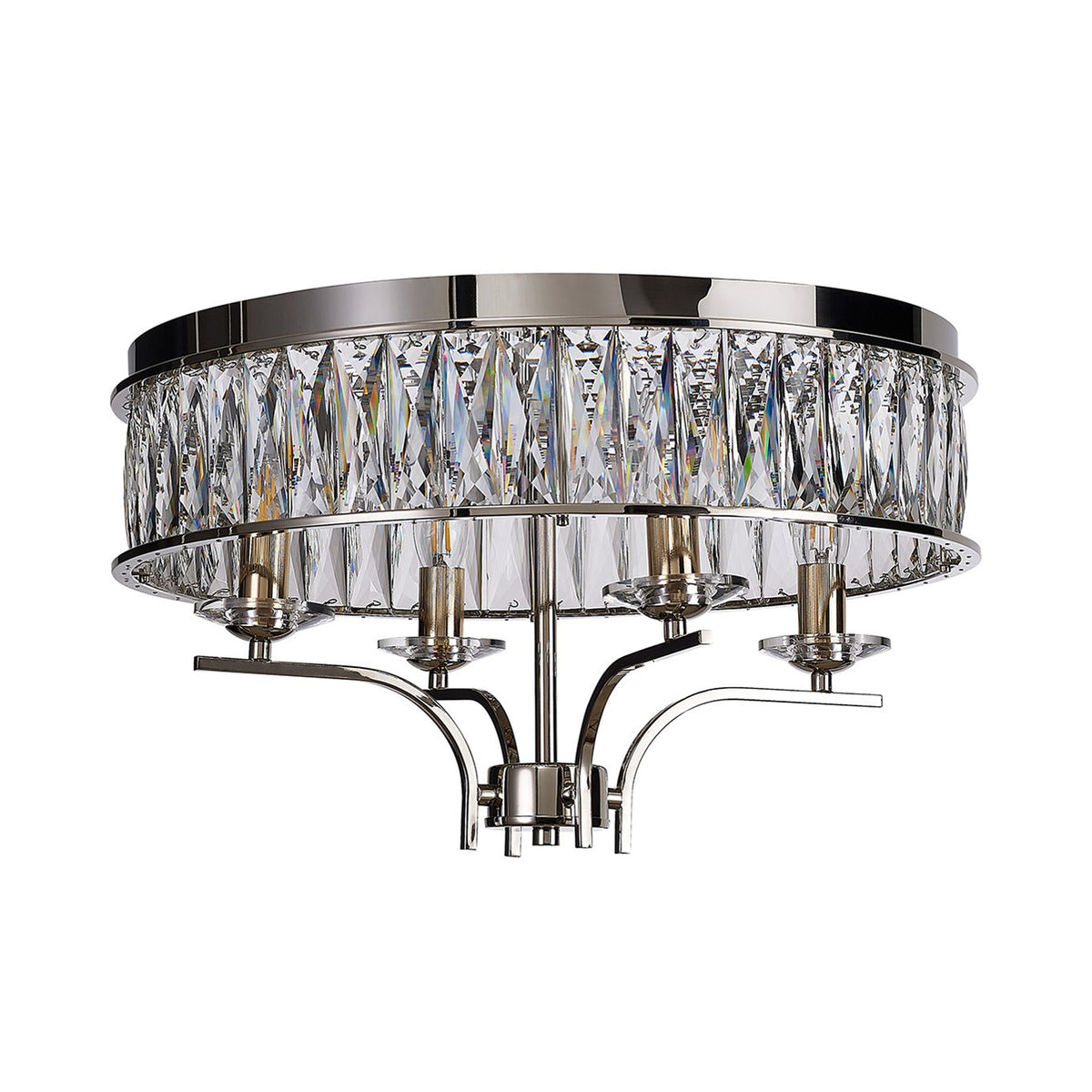 Vivienne 4 Light Semi Flush Ceiling Light in Polished Nickel & Clear Crystal