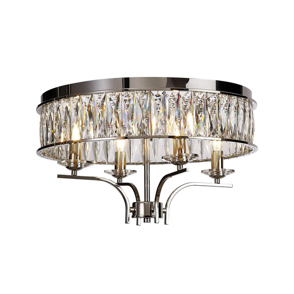 Vivienne 4 Light Semi Flush Ceiling Light in Polished Nickel & Clear Crystal